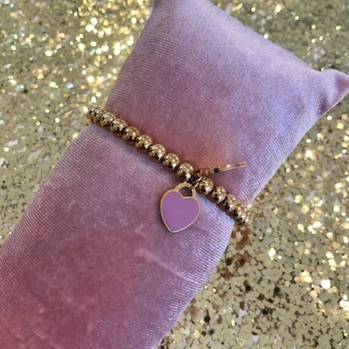Armband met roze & goud hartje